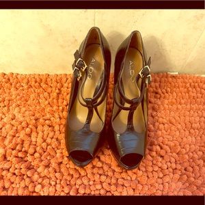 ALDO black open toe heels